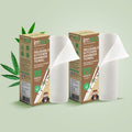 imeco reusable kitchen bamboo towel packaging with white towels on a white background