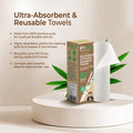imeco reusable bamboo kitchen towel with packaging on a neutral background