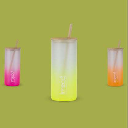 ECO LYTE Glass Sipper with Bamboo Lid & Straw - Gradient Glass (600 ml)