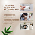 advertisement for a set of tissues with text and images showing its use.